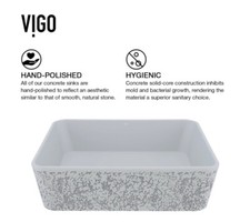 Vigo VG04052 Zinnia 17-3/4" Rectangular Cast Stone Vessel - Grey Concrete