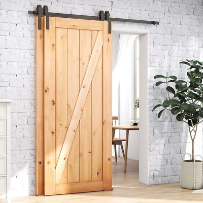 CCJH 5-20FT Bypass Sliding Barn Door Hardware Kit Single Track for Double Doors