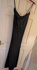 Long sequin black dress with thigh split size 2xl
