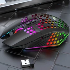 7 Buttons RGB LED Backlit USB Wireless Gaming Mouse Optical Honeycomb Mice PC