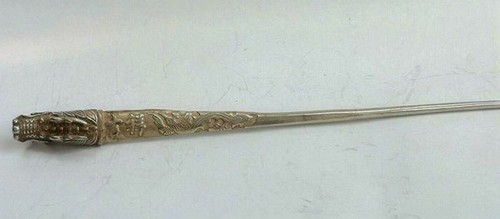 Collection Old Chinese Tibet Silver Hand-Made Dragon Hairpin Hair Decoration - Picture 6 of 9
