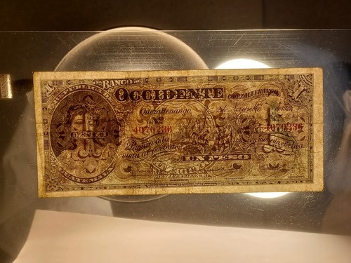 Guatemala 1921 1 Peso Banknote Note El Banco de Occidente en Quezaltenango - Picture 3 of 4