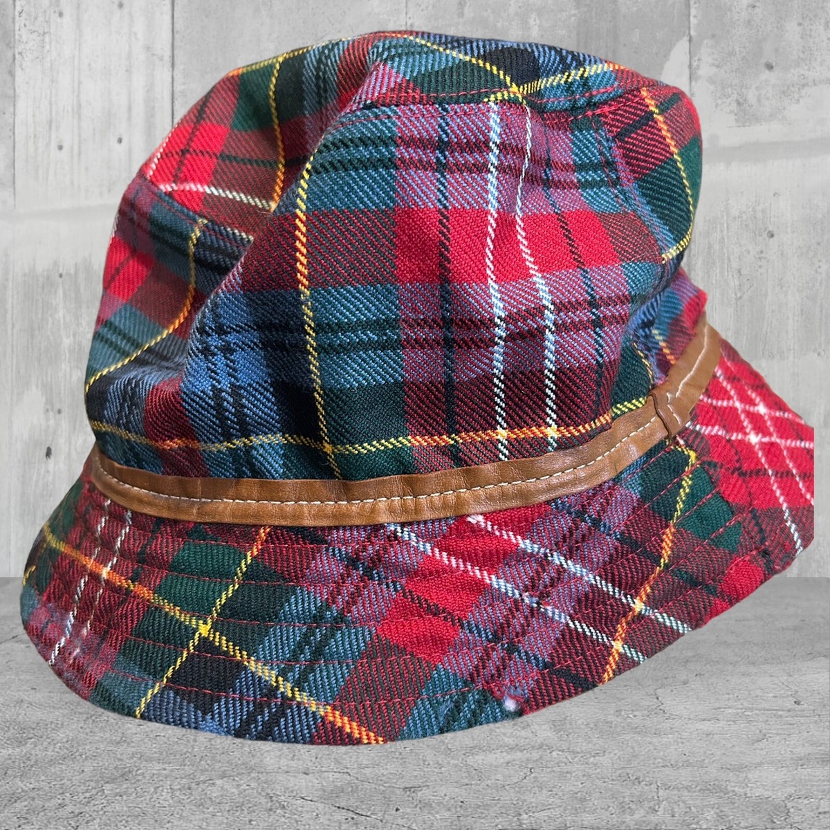 COACH Tartan Plaid WOOL Hat With Leather Trim Size M/L | eBay display picture 1