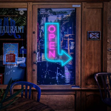 Insegna Luminosa LED Freccia Aperta Ristorante Club Pub Birra Bar Decorazione Parete 17"x10,7"