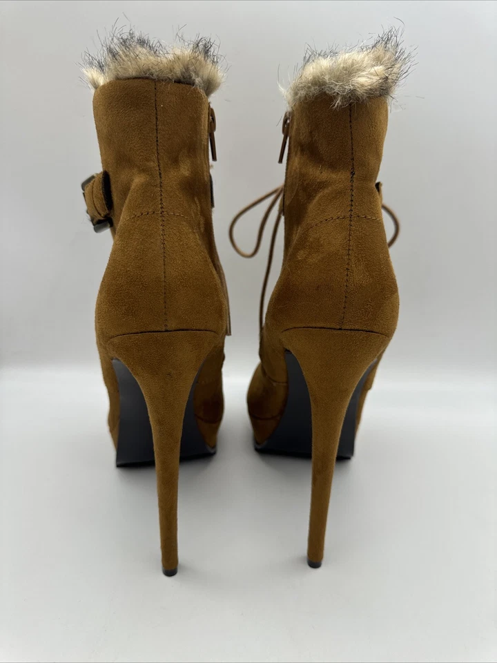 Botín de Tacón Alto Luichiny Azul Gamuza Nuevo Talla 9M Marrón Piel Sintética Foto 4 de 4