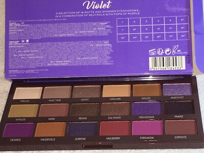 I Heart Revolution Violet 18 Matte & Shimmer Eyeshadows Neutrals & Purples NIB