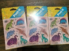Vintage Post It Dinosaur Stickers 3 packs 90s T-Rex lot pterodactyl brontosaurus