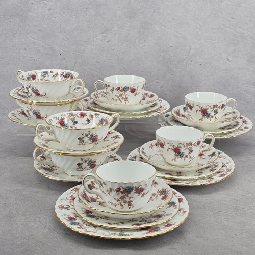 Vintage Minton Ancestral Floral Coffee Saucer Bread Salad Soup 4 Servings 24 Pcs - Picture 3 of 23