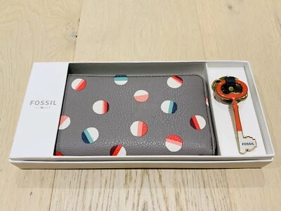 Fossil Brenna Zip Clutch And Keyfob Gift Set Dot Multi - Bild 1 von 4