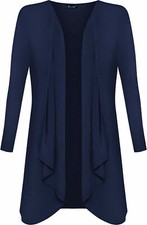 Womans Hanky Hem Jersey Long Sleeve Top Waterfall Open Cardigan UK 8-26