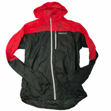 Marmot Hooded Rain Jacket Windbreaker Lightweight. Full Zip. Red Gray Adult S