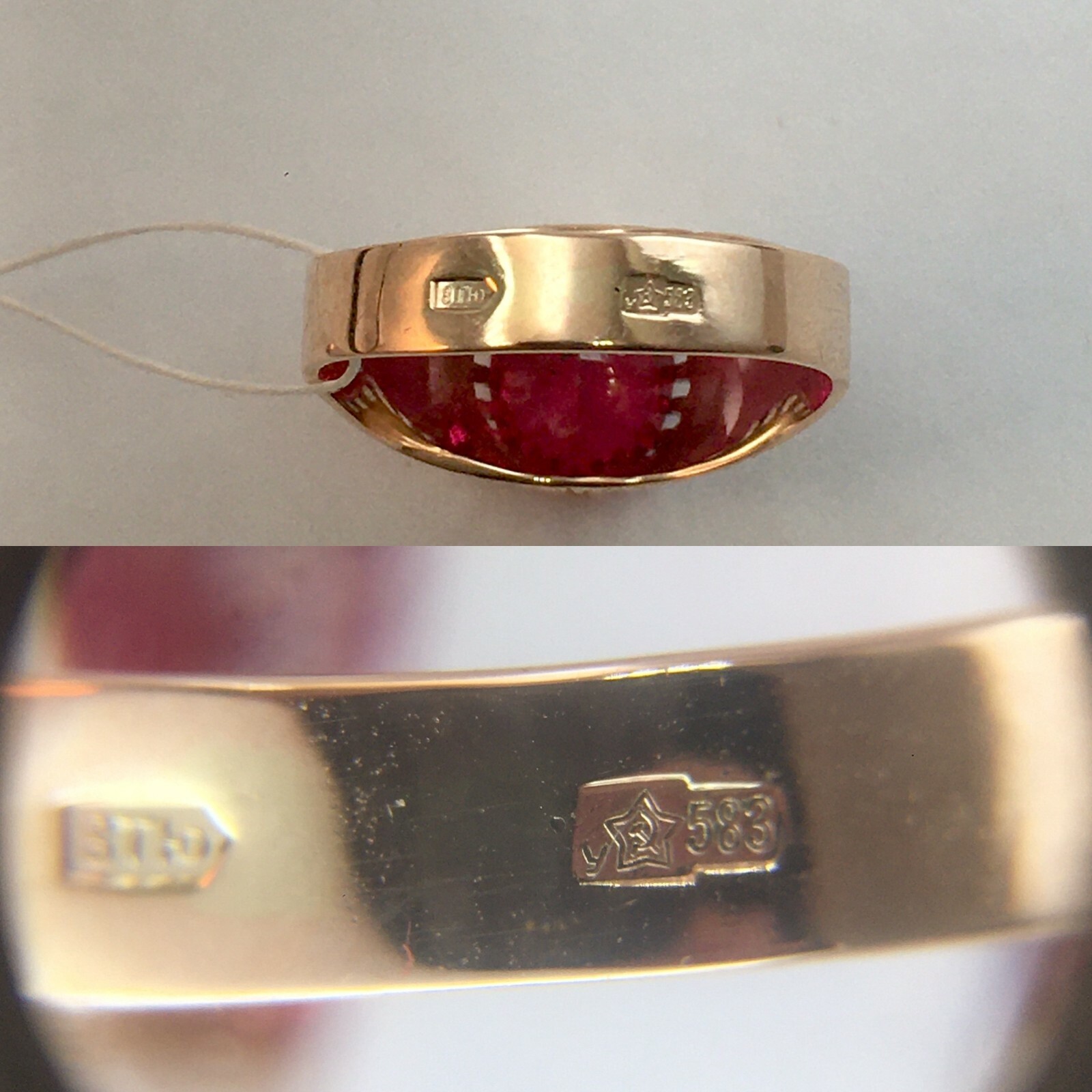 USSR Vintage Original Rose Ruby (lab. made) Ring … - image 10
