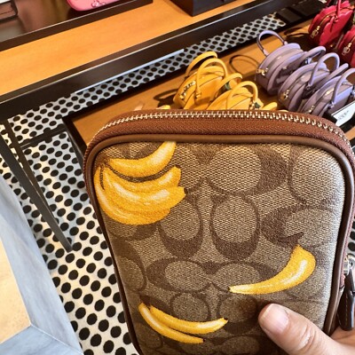NWT COACH Aden Crossbody In Signature Canvas With Banana Print
