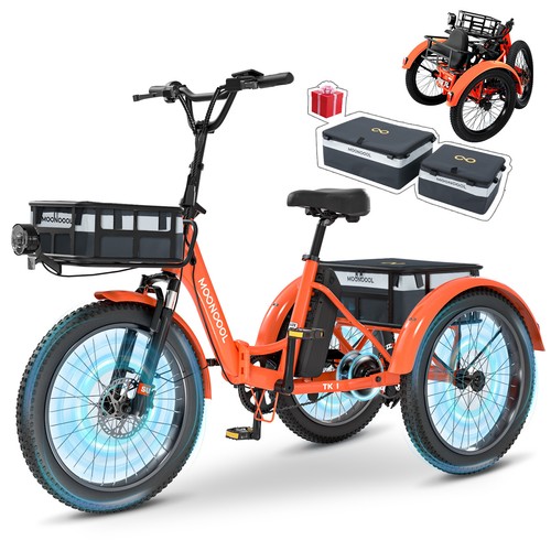 MOONCOOL 20 x 4 in Fat Tire Electric Tricycle Trike 500W Folding Trike 1/7 Speed - Picture 104 of 113
