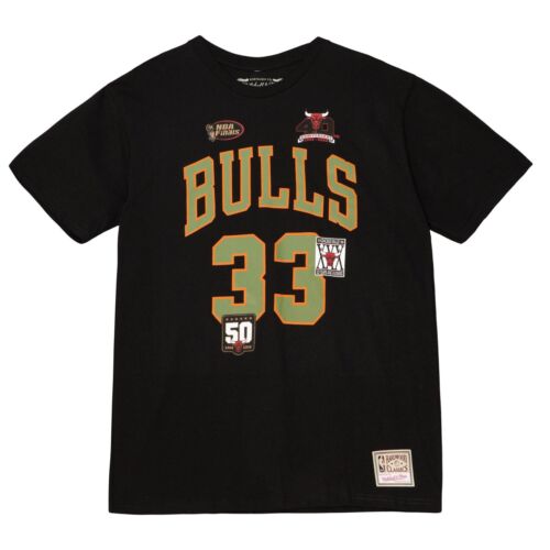 Chicago Bulls Scottie Pippen Flight Script Mitchell & Ness T-Shirt-Black - 第 1/4 張圖片