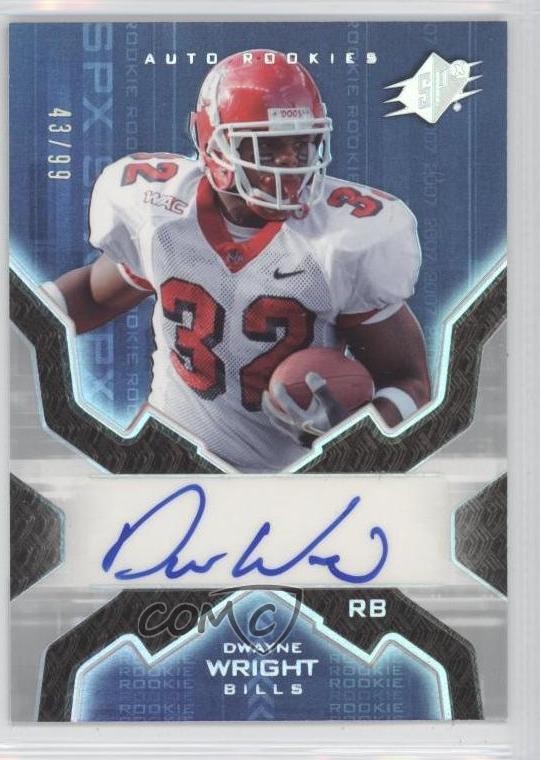 2007 SPx Rookies Silver Holofoil 43/99 Dwayne Wright #173 Rookie Auto RC 9ap