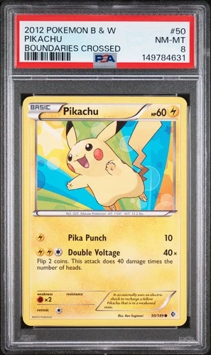 2012 POKEMON B&W BOUNDARIES CROSSED #50 PIKACHU PSA 8