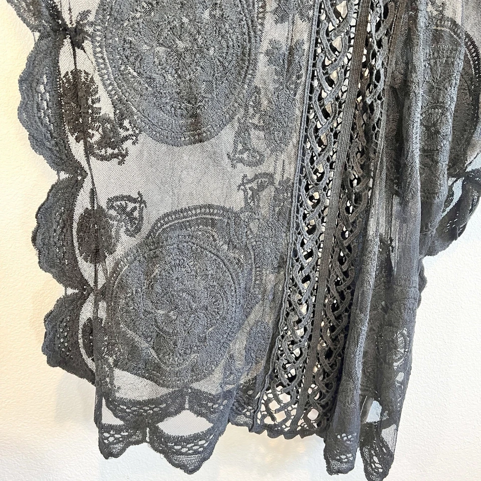 Poncho Pullover Vince Camuto Transparente Bordado Encaje Top Talla Única Boho Chic Foto 3 de 4