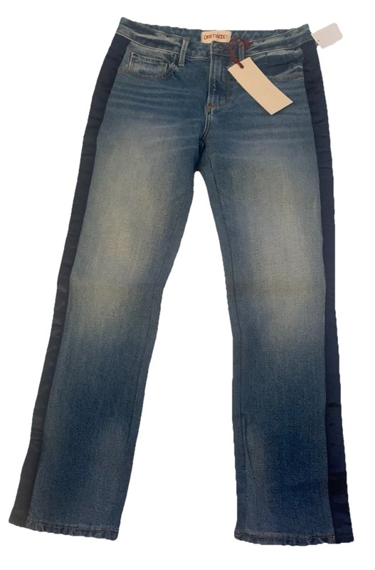 DRIFTWOOD FREE PEOPLE Candace Crop Straight Blue Satin Stripe 25 NWT
