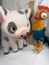 Disney Store Lot Of 2 Moana 11" HEI HEI 12 Pua Plush Toy Rooster Chicken Pig