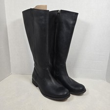 Frye Boots Womens Size 7 Black Leather Riding Knee High Extended Calf Side Zip