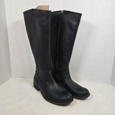 Frye Boots Womens Size 7 Black Leather Riding Knee High Extended Calf Side Zip