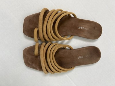 Jeffrey Campbell Size 8  Coniper Tan Suede Leather Strappy Sandals Square Toe