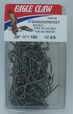 Eagle Claw 254ss-4/0 Größe 4/0 Oshaughnessy Edelstahl Haken 100CT
