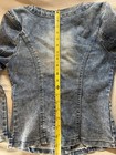Anna-Kaci Women's Blue Denim Jacket Rhinestone Open Front Pockets S/M — photo 6