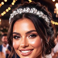 Silver Rhinestone Headband Hair Accessories Bridal Headpiece Womens Jewelry