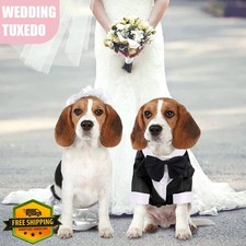 Black Dog Tuxedo Suit XL Pet Wedding Formal Attire with Bow Tie