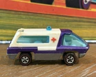 Hot Wheels Redline Purple & White Diecast Ambulance Van w/Blue Roof Light HK 60s