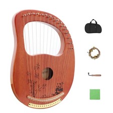 Lyre Harp, Solid Wood Mahogany Lyre Musical Instrument, Portable 16 Metal Str...