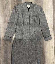 Jones New York Vintage Skirt  Suit Jacket Worsted Wool Gray Women's Sz 10 USA