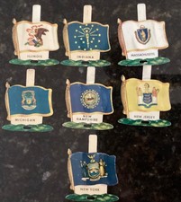 15 Vintage 1950's Nabisco Shredded Wheat Tin UNITED STATES Flag TAB PINS VG-NM