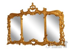 71748 Gold Finish Chippendale Style Horizontal 3 Panel Mirror