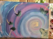 Dreamy Swirling Vibrant Abstract Expressionism Paper Painting