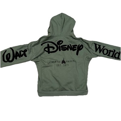 WCJ Disney スウェット Walt Disney World Green Full Zip Up Sweatshirt Hoodie Small Sleeve