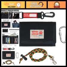 Kids Wallet for Boys with Lanyard Keychain, Durable Black Cordura Material