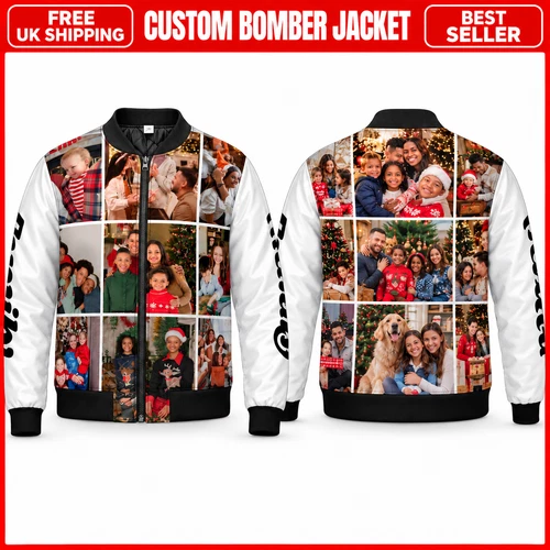Custom Bomber Jacket Personalised Printed Logo Photo Unisex - product listing photo