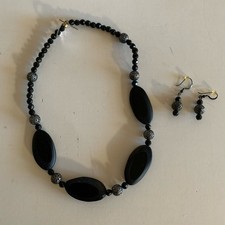 Black Statement Necklace And Earring Set