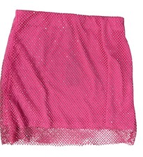 Sincerely Jules Women's Pink Rhinestone Mesh Mini Skirt Size S Regular Pull On