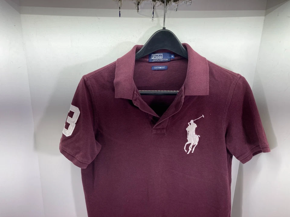 Рубашка поло Polo Ralph Lauren женская размер M темно-бордовая индивидуальная подгонка логотип Big Pony для гольфа - Изображение 2 из 4