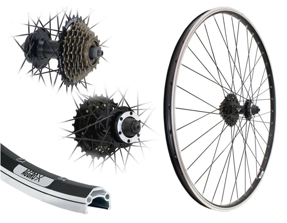 AGGRO-X 28/29" Hinterrad V-Brake Laufrad 21-622 Hohlkammer 6-Loch + 7-fach Schraubkranz