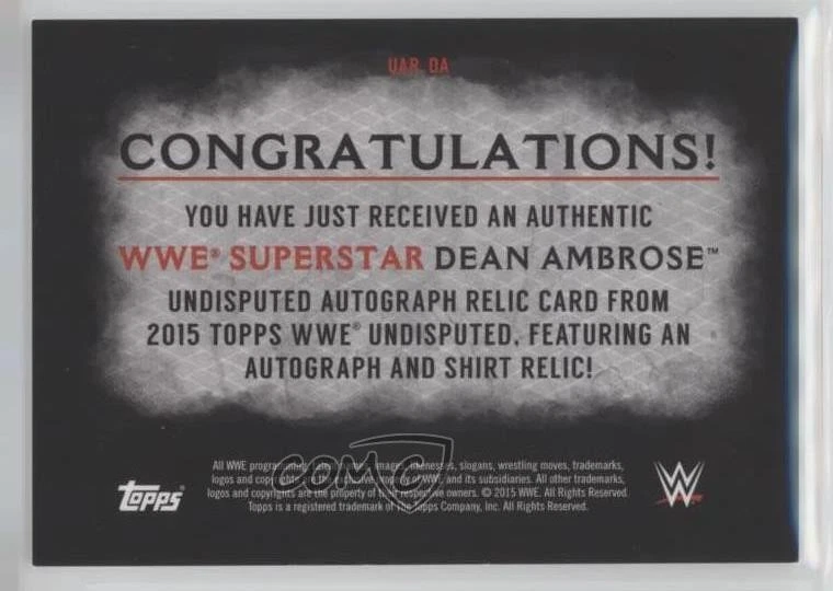 2015 Topps WWE Undisputed Attitude Relics Dean Ambrose #UAR-DA Auto - Image 2 of 2