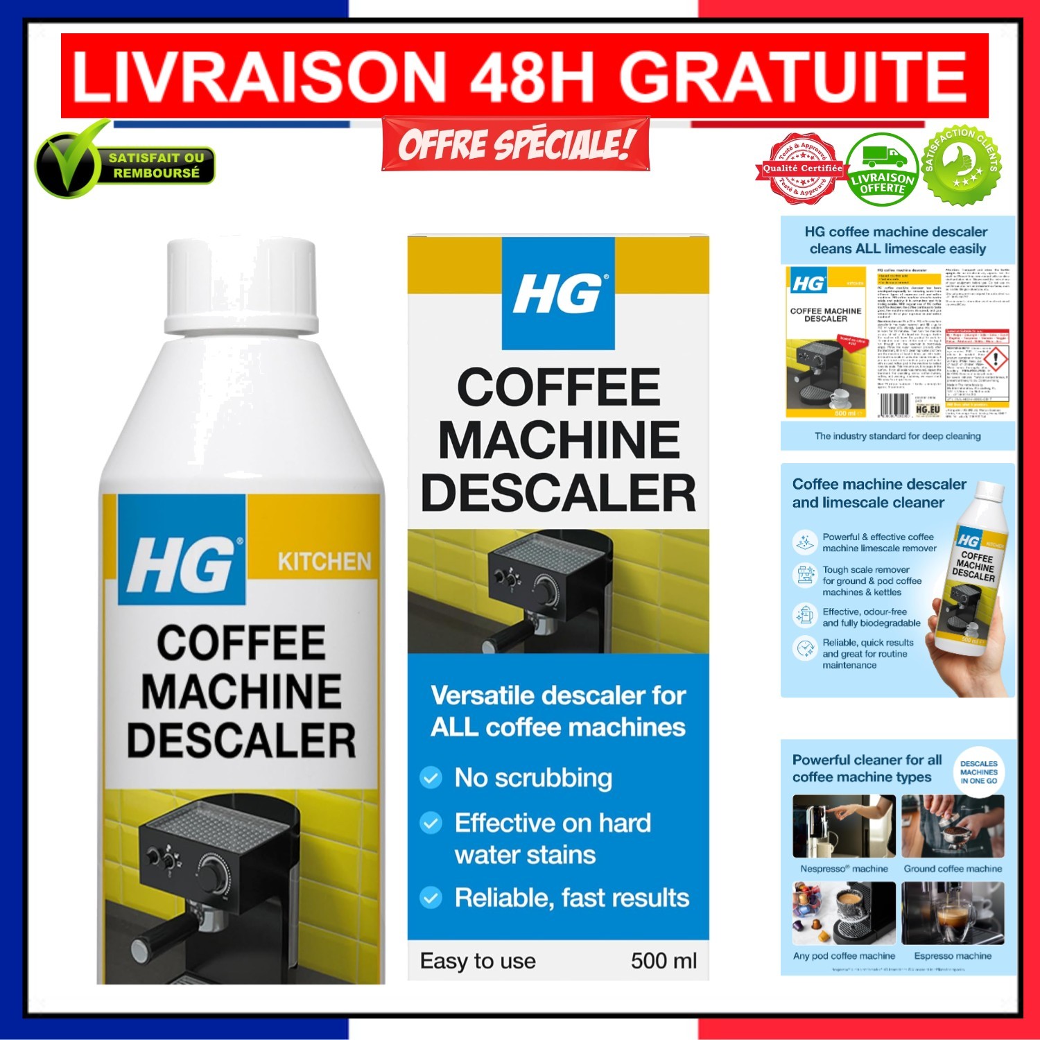 Détartrant biologique HG café expresso liquide anticalcaire