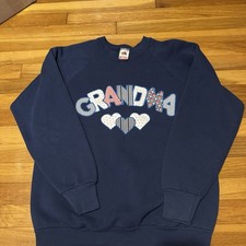 Vintage Grandma Hearts Sweatshirt Large USA Grandparent 90s Fashion Family