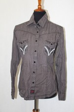 Panhandle Slim Sz M Brown Pink Black Snap Embroidered Western Shirt
