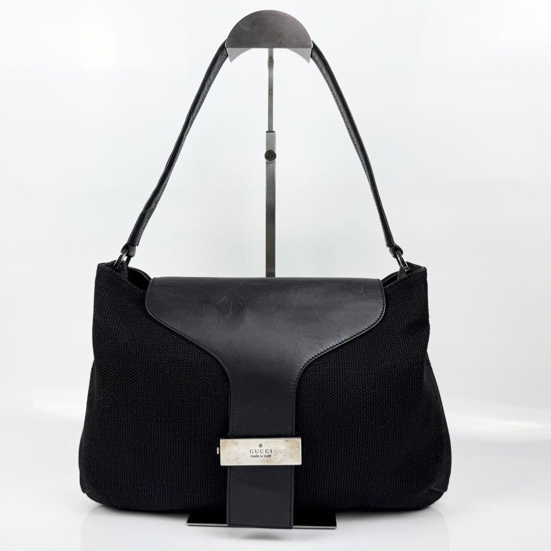 GUCCI Canvas Leather Shoulder Bag Black Authentic thumbnail 22