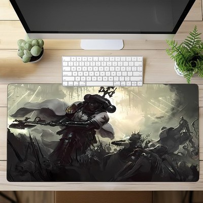 40*90cmLarge Black Templar Art Gaming Mouse Pad - Non-Slip Rubber Base, Smooth S